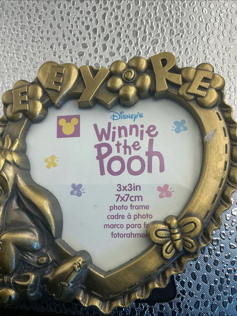 Vintage Winnie the Pooh Eeyore Heart -Shaped Metal Photo Frame